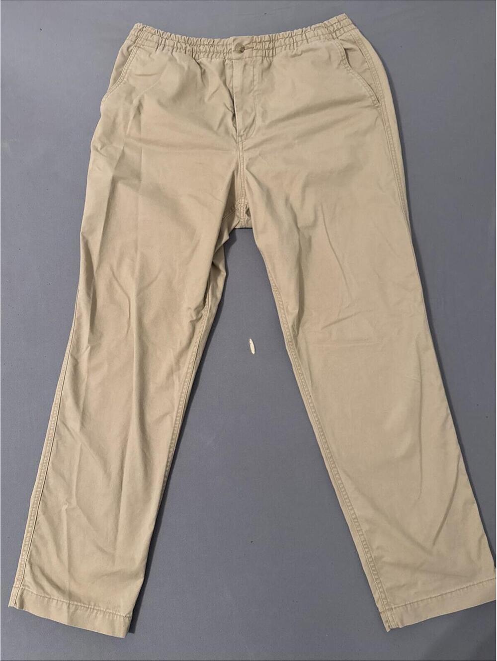 Polo Ralph Lauren Mens Chino Pants Size Large Khaki Elastic Waist Stretch Casual